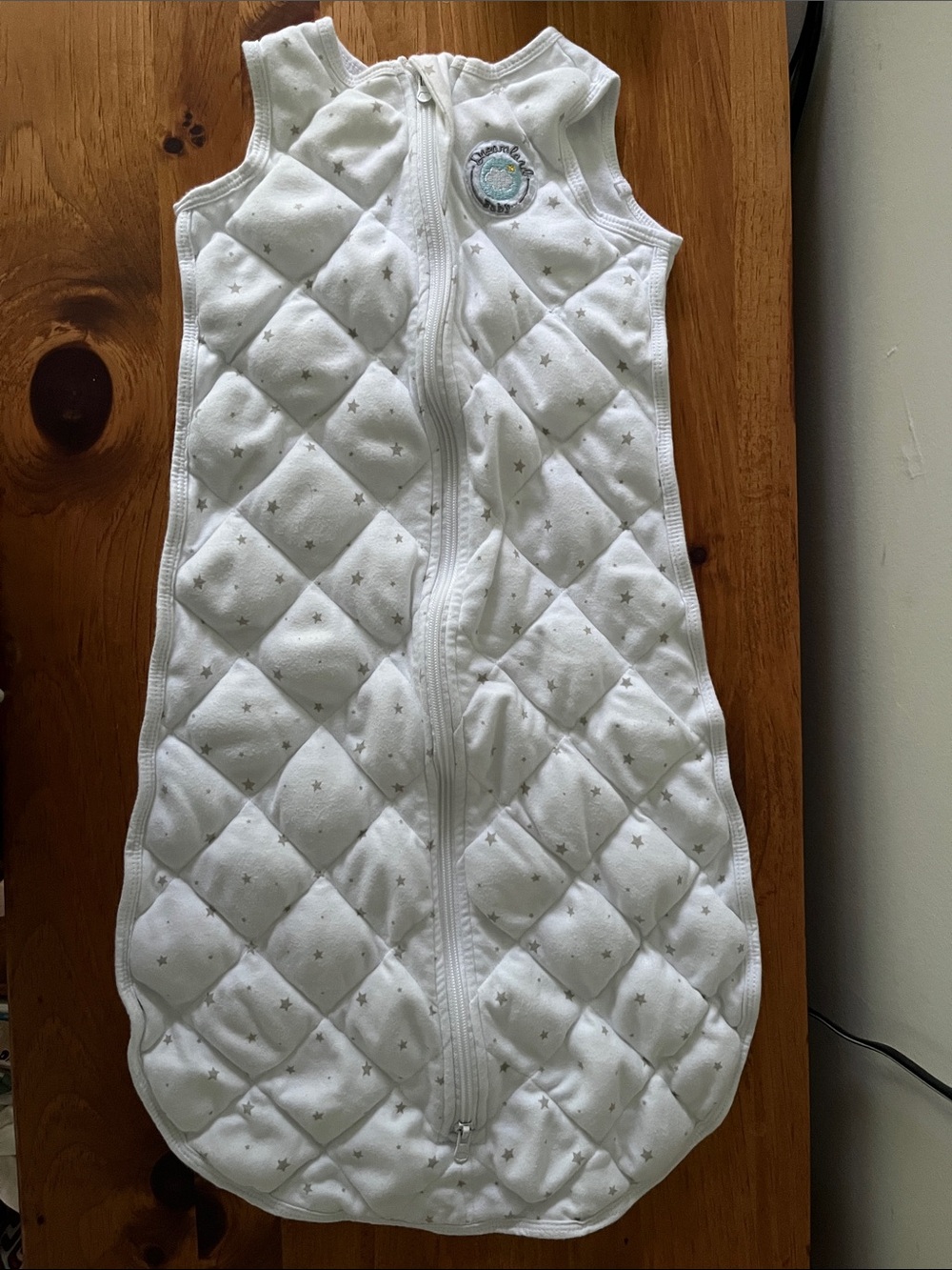 Quilted White Star Sleeveless Baby Sleep Sack